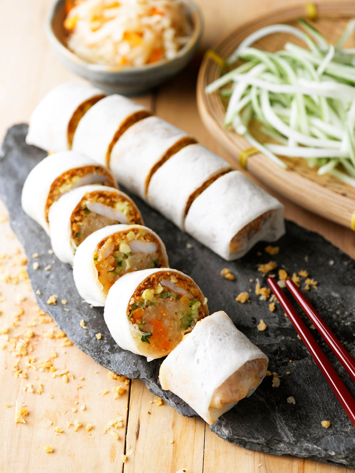 DIY popiah set with handmade popiah skins and fillings, an easy last-minute potluck dish