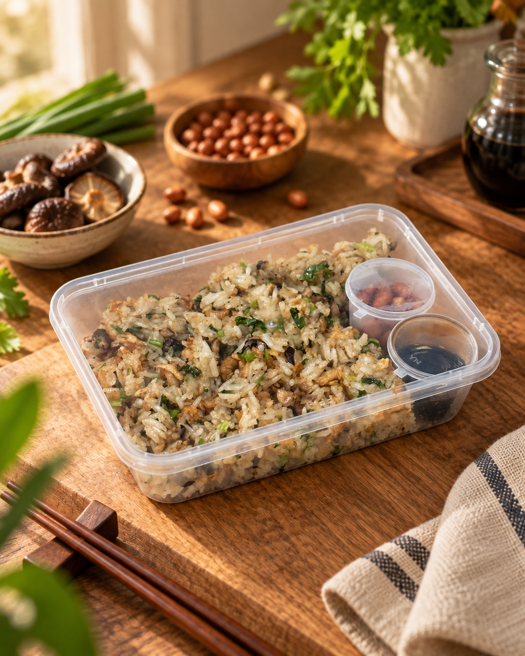 Swatow Glutinous Rice Bento with roasted peanuts and sweet sauce by Fortune Food Singapore